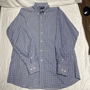 Bullock & Jones Shirt Men Size M Blue Purple White Check Button Down pocket